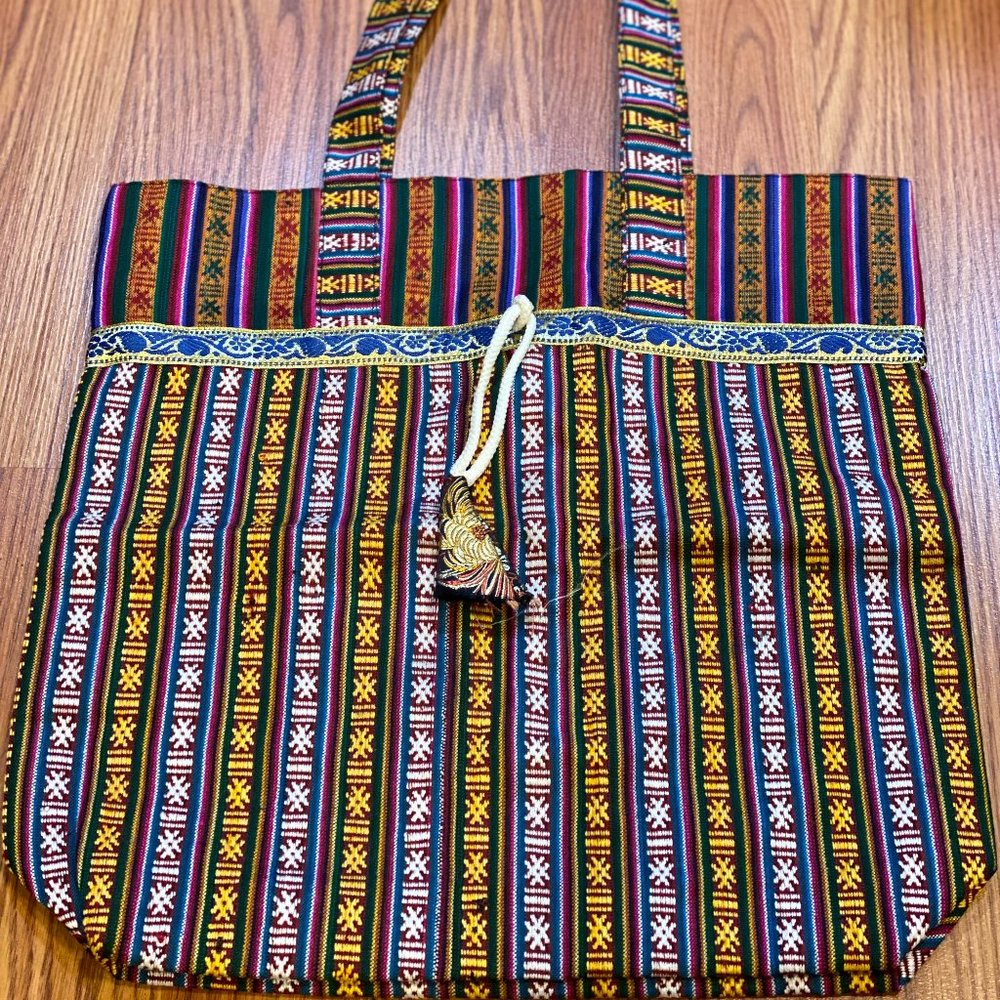 Multi-Colored Cotton Tibetan Handmade Shoulder Bag.